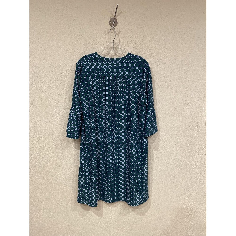 Jude Connally Dress Womens Medium Green Geometric 3/4 Sleeve Shift Knee Length - Picture 3 of 3